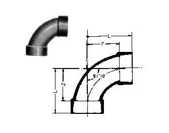 IMPA手冊(cè) 編號(hào)732826PVC90度長(zhǎng)徑彎頭(圖1)