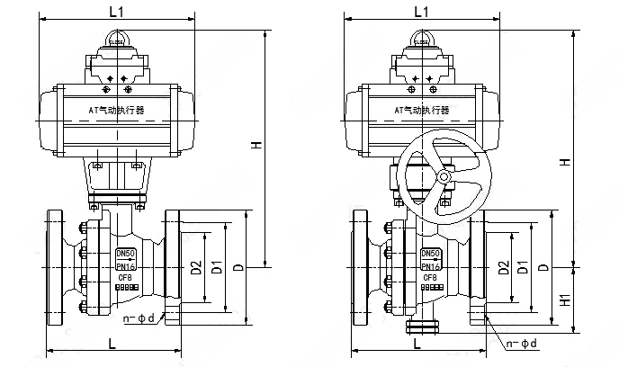 Q641F氣動帶手動球閥(圖1)
