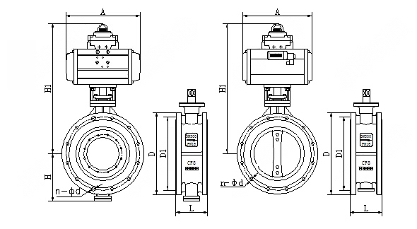 D641X氣動法蘭蝶閥外形結(jié)構(gòu)圖 D641X氣動法蘭蝶閥(圖1)