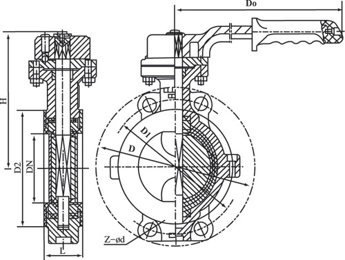 D71F46手動對夾襯氟蝶閥(圖1)
