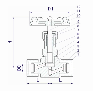 J91W-40P-64P-160P-320P不銹鋼卡套式針型閥外形結(jié)構(gòu)圖 J91W-40P-64P-160P-320P不銹鋼卡套式針型閥(圖1)