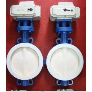 D971F46電動對夾襯氟塑料蝶閥